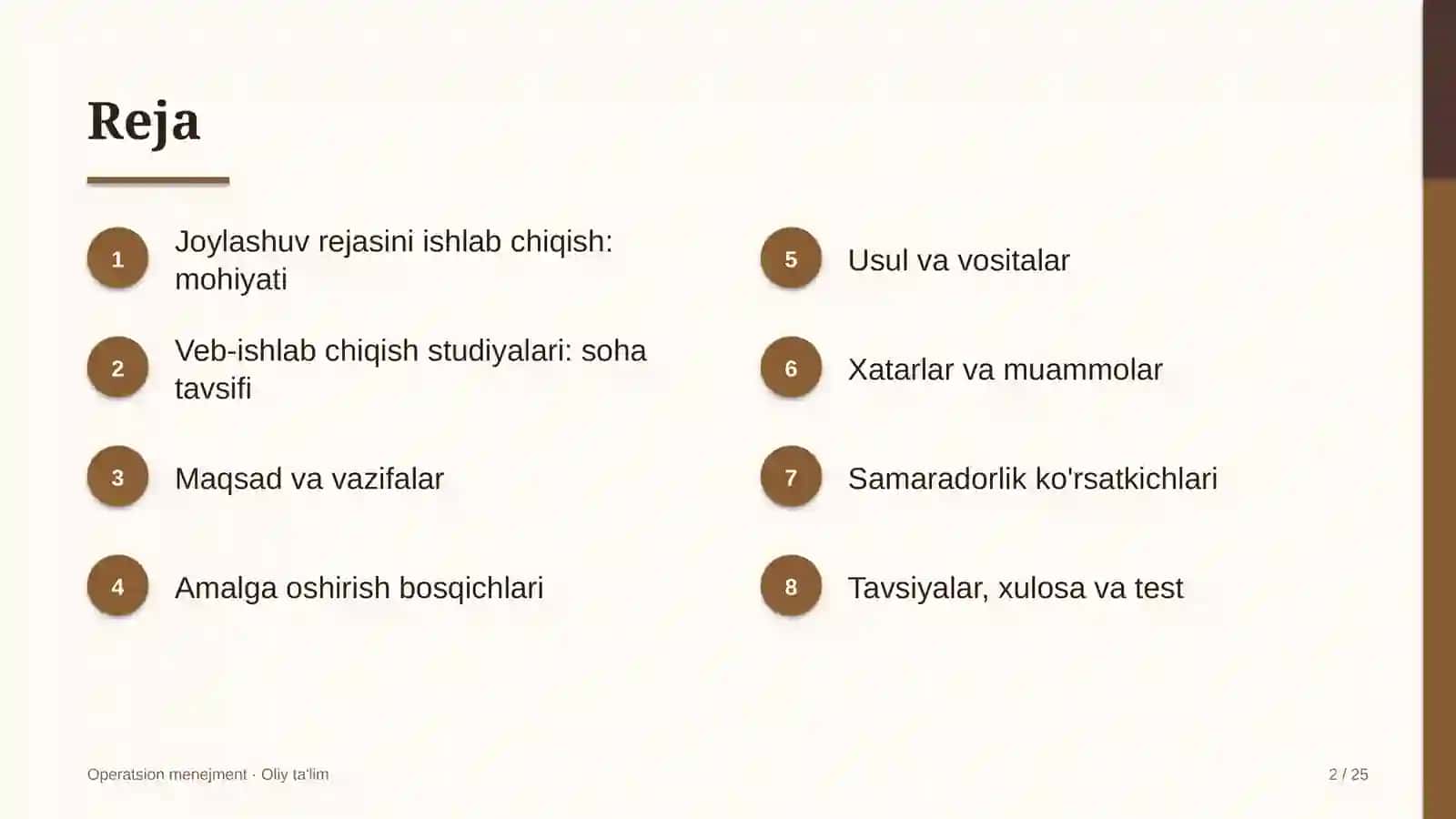 Veb-ishlab chiqish studiyalarida joylashuv rejasini ishlab chiqish 2