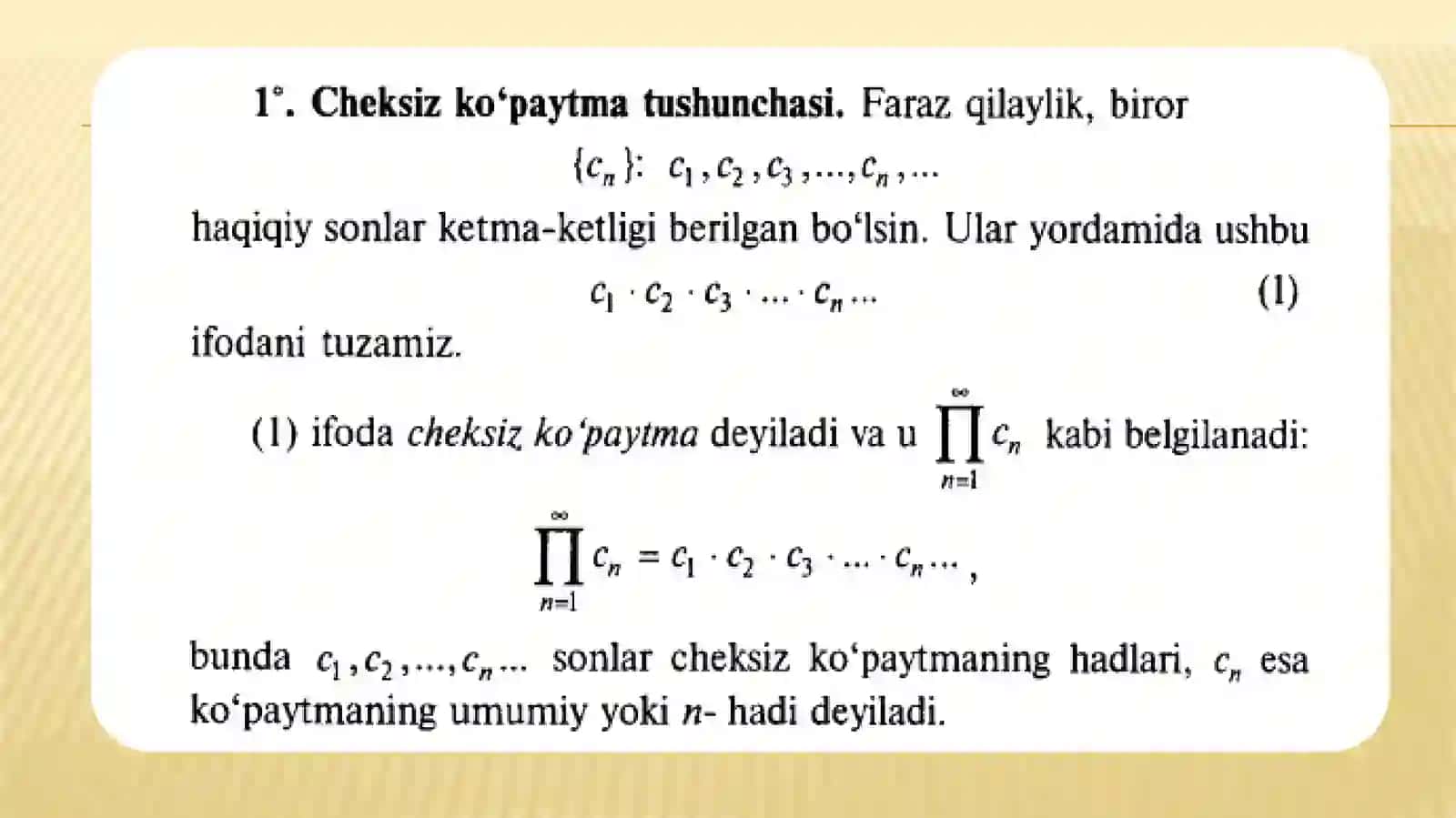 Cheksiz ko'paytmalar 2