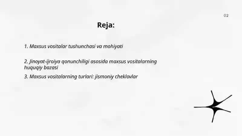 Jinoyat-ijroiya huquqida mahkumlarga qo'llaniladigan maxsus vositalar tushunchasi,turlariva asoslari 2