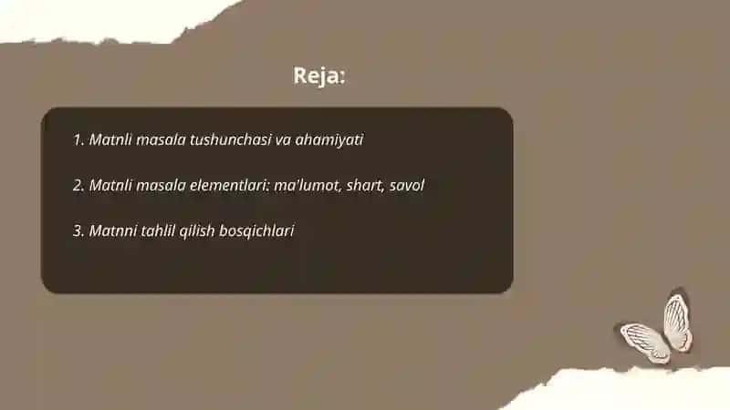 Matnli masalalar yechish metodlari 2