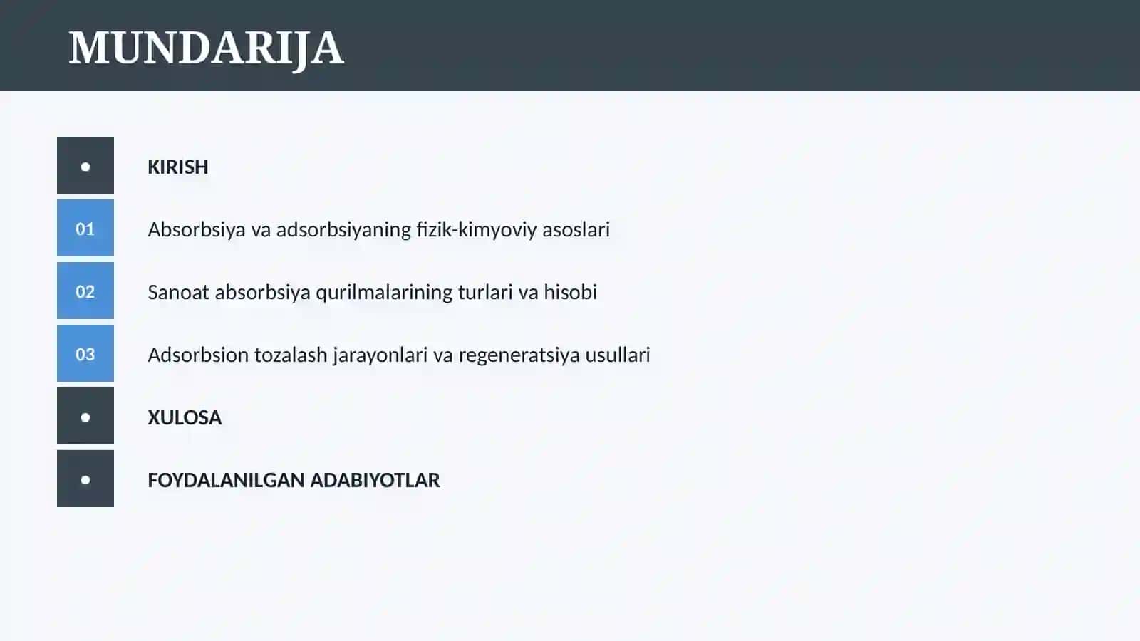 GAZLARNI TOZALASH USULLARI (ABSORBSIYA, ADSORBSIYA) 2