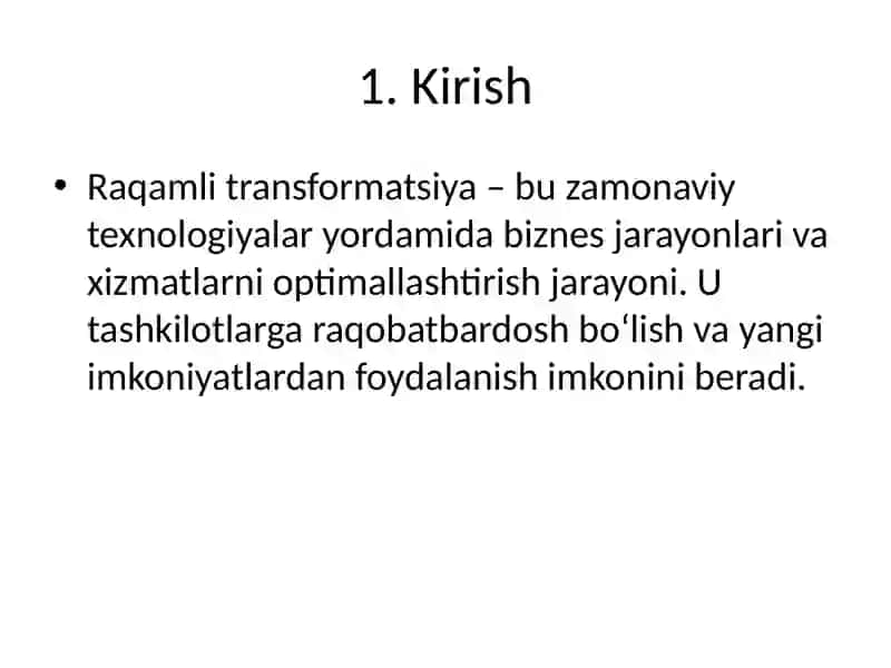 RAQAMLI TRANSFORMATSIYA 2