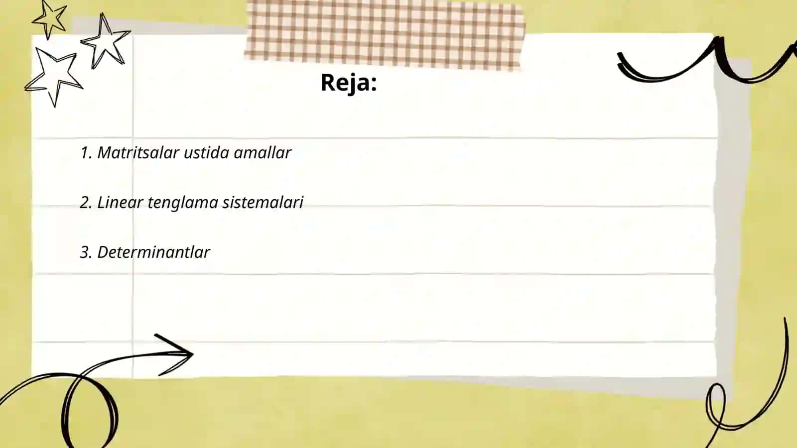 CHEKLI O'LCHAMLI APERATORLAR 2
