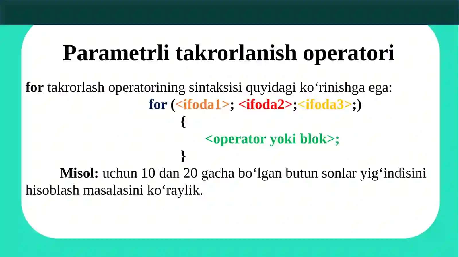 Parametrli sikl operatori 2