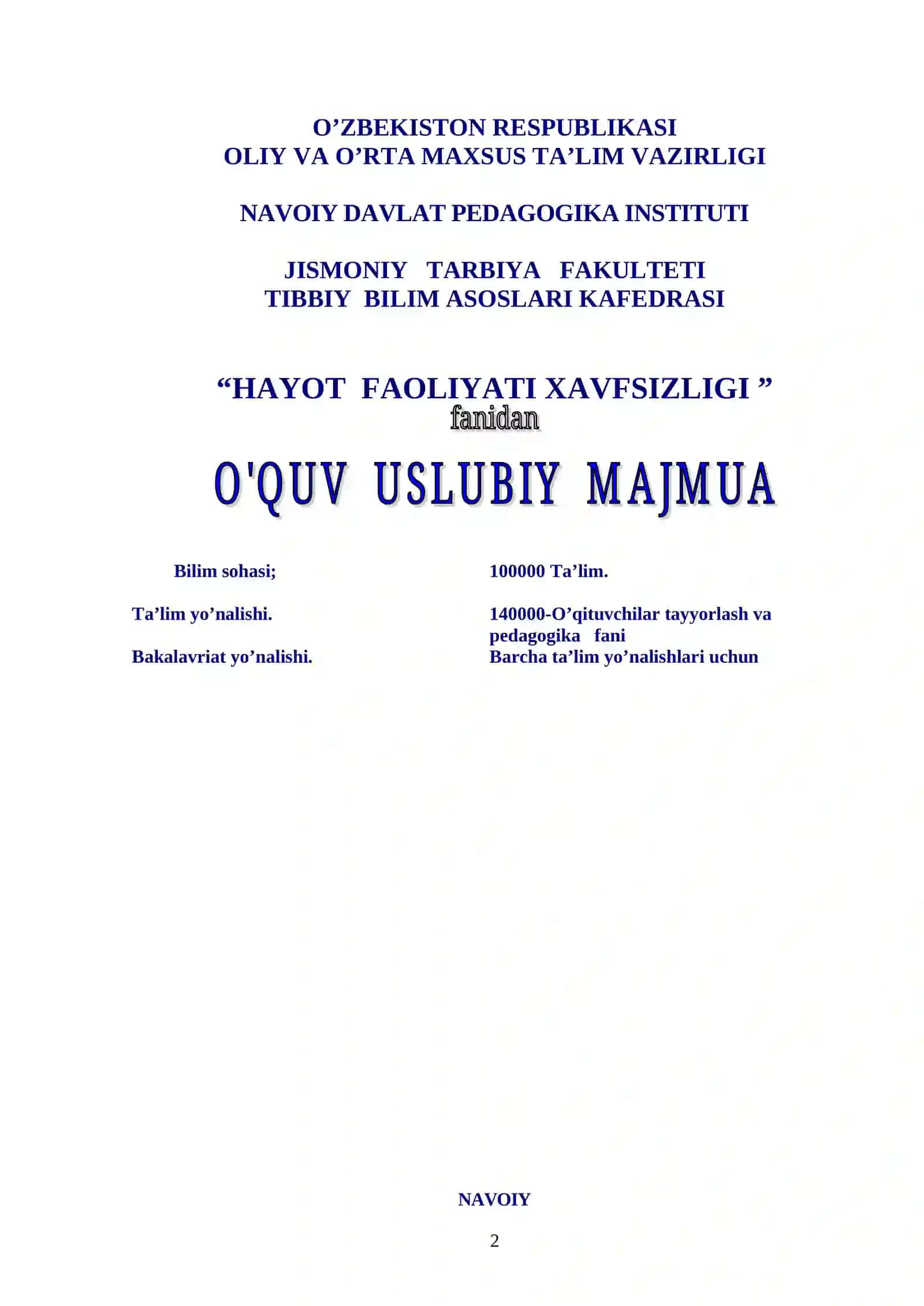 Hayot Faoliyati Xavfsizligi 2