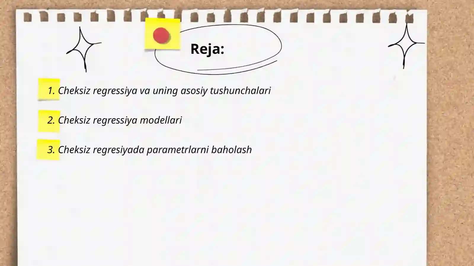 Cheksiz regressiya 2