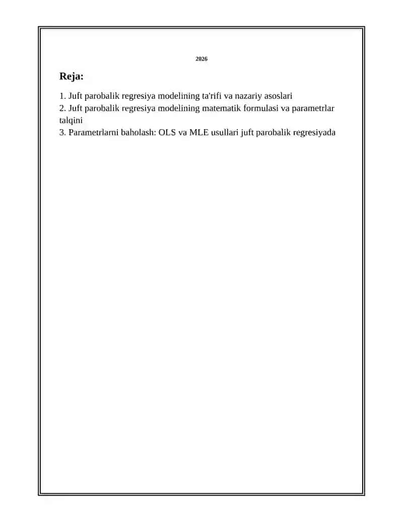 JUFT PAROBALIK REGRESIYA MODELI 2