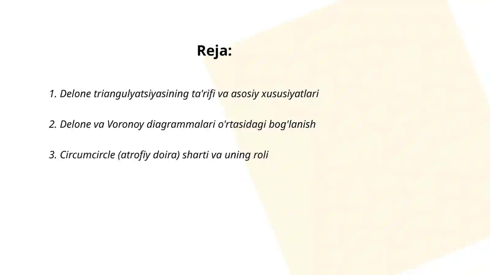 Delone triangulyatsiyasini qurish 2