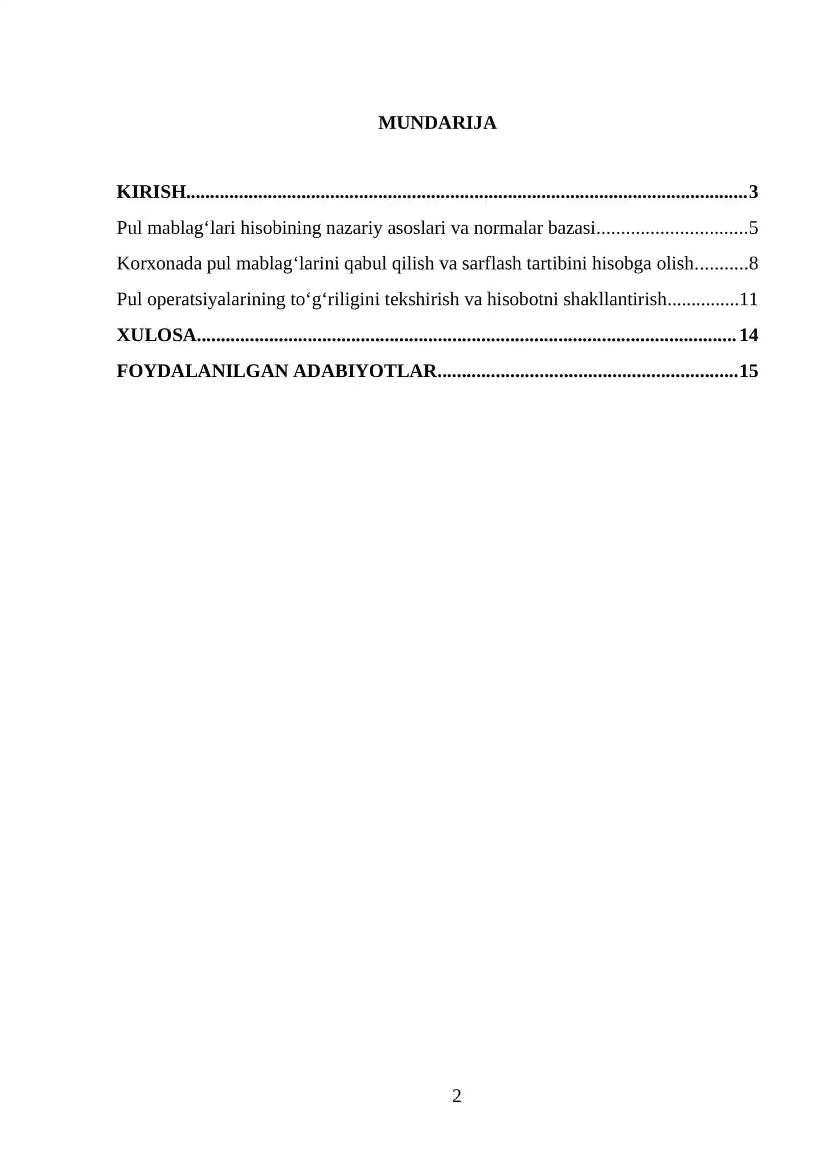 Pul mablag’lari va hisob–kitoblar hisobi 2