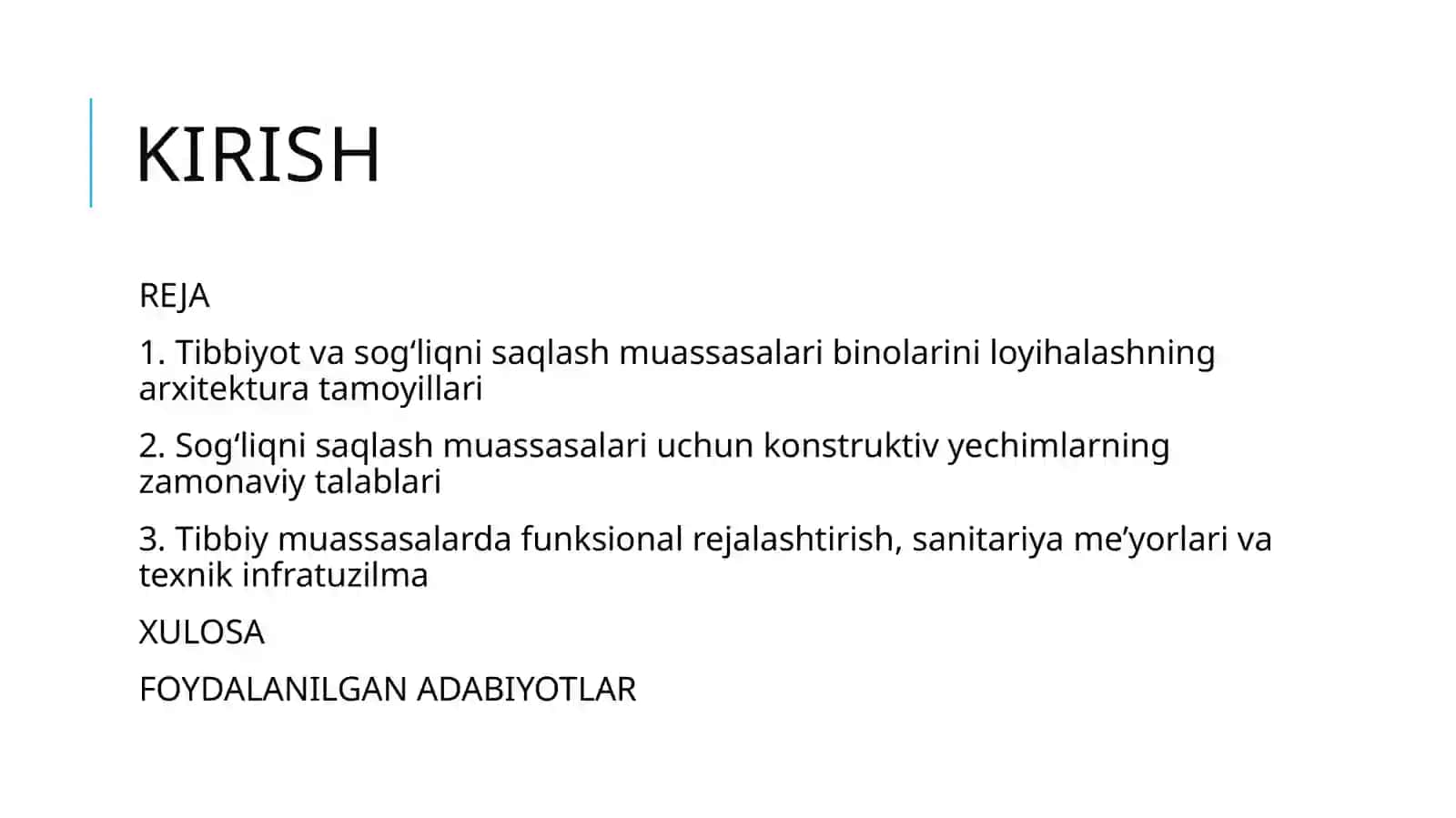 Tibbiyot va sog‘liqni saqlash muassasalari binolari uchun arxitektura va konstruktiv yechimlari 2
