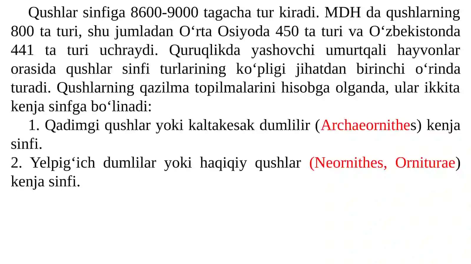 Qushlar sinfi 2