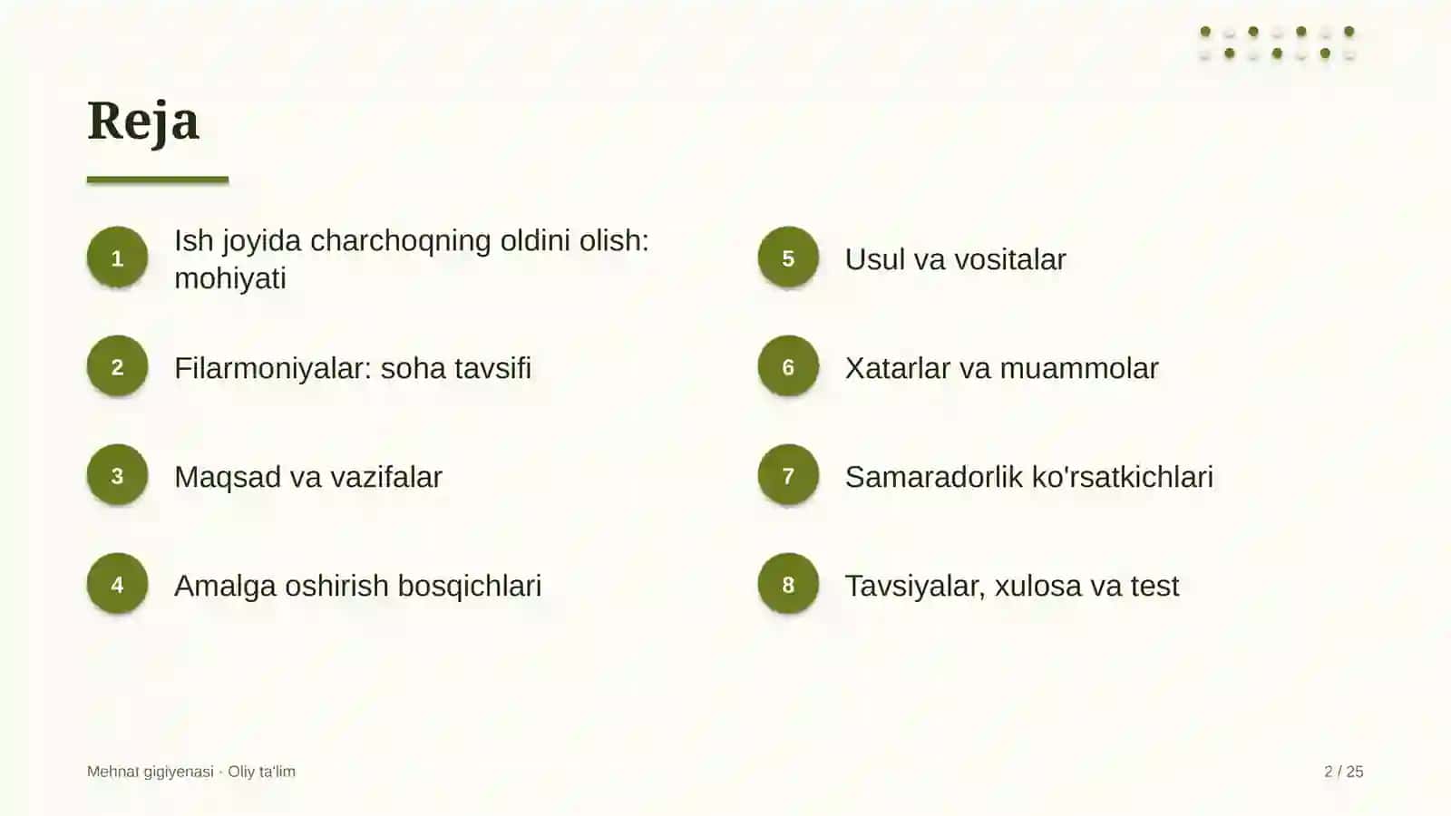 Filarmoniyalarda ish joyida charchoqning oldini olish 2