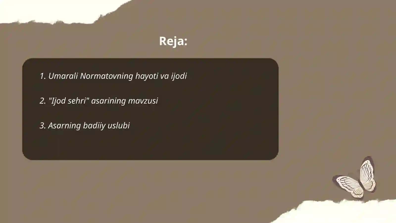 Umarali Normatovning,,Ijod sehri,, 2