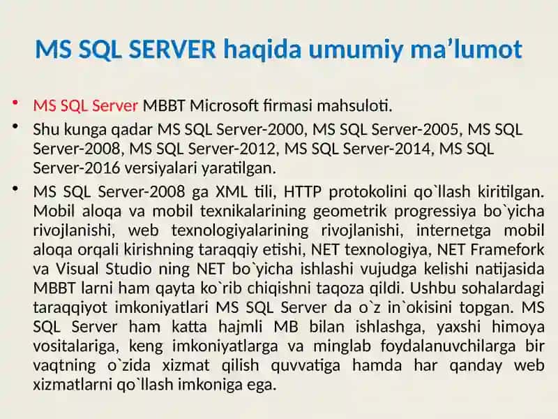 MS SQL SERVER 2