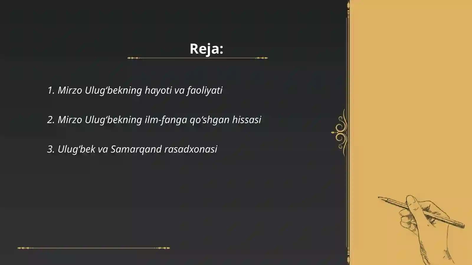 "Mirzo Ulugʻbekning Hayoti va Faoliyati" 2