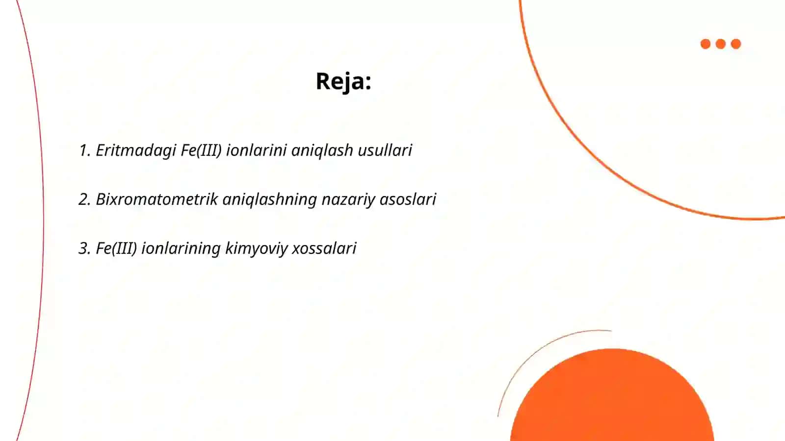 Eritmadagi Fe(III) ionlarini bixromatometrik aniqlash 2