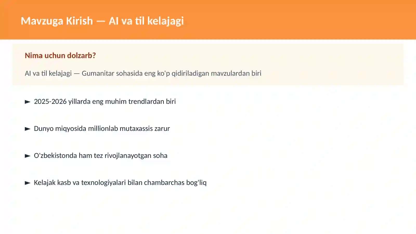 AI va til kelajagi 2