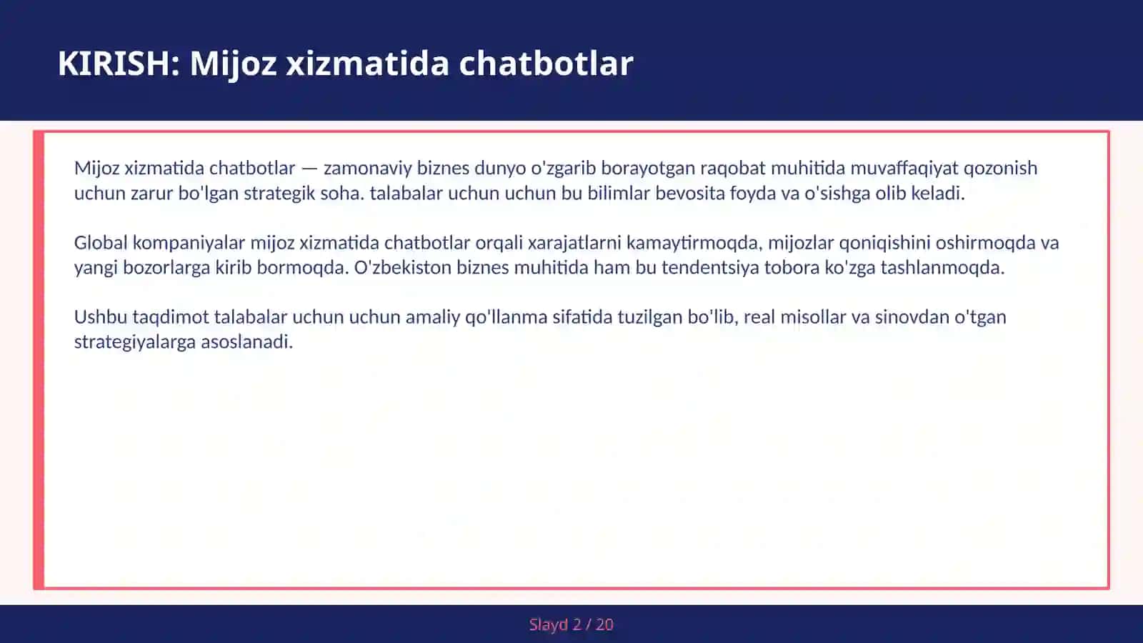 MIJOZ XIZMATIDA CHATBOTLAR 2