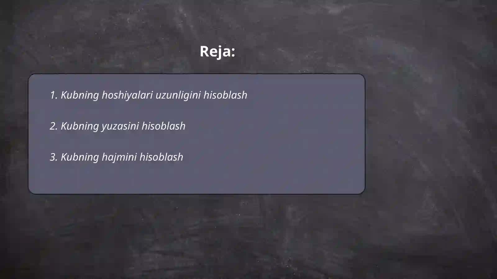 Kubning qirini topish 2