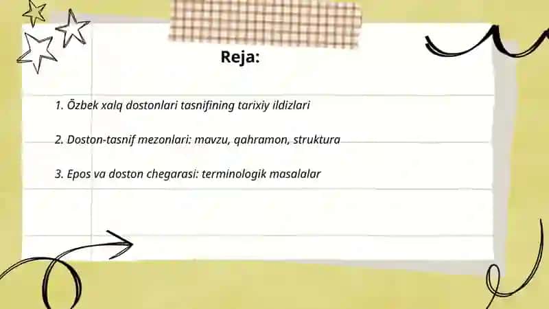 Õzbek xalq dostonlari tasnif 2