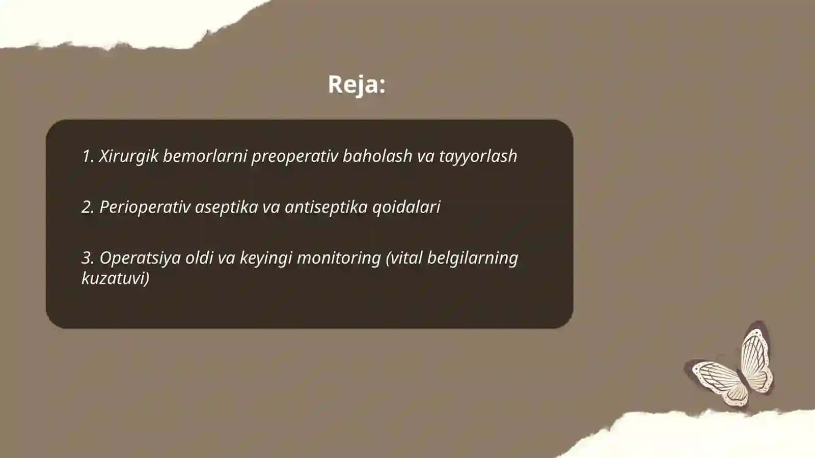 XIRURGIK BEMORLAR,XIRURGIK BEMORLARNI UMUMIY PARVARISHLASH TUSHUNCHASI,XIRURGIK YORDAM VA UNI TASHKILLASHTIRISH 2