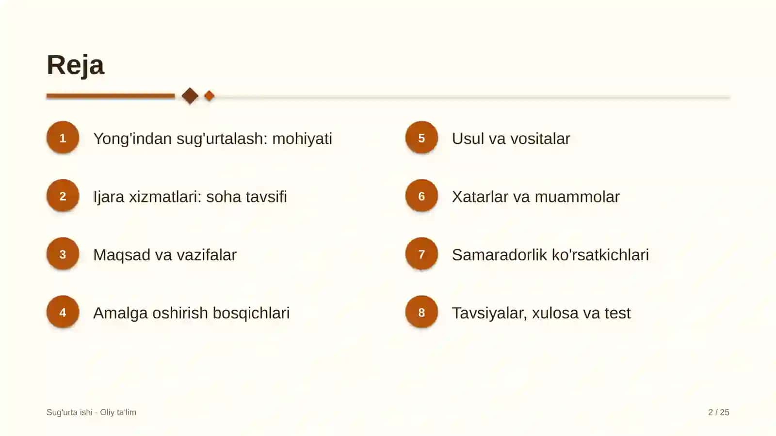 Ijara xizmatlarida yong'indan sug'urtalash 2