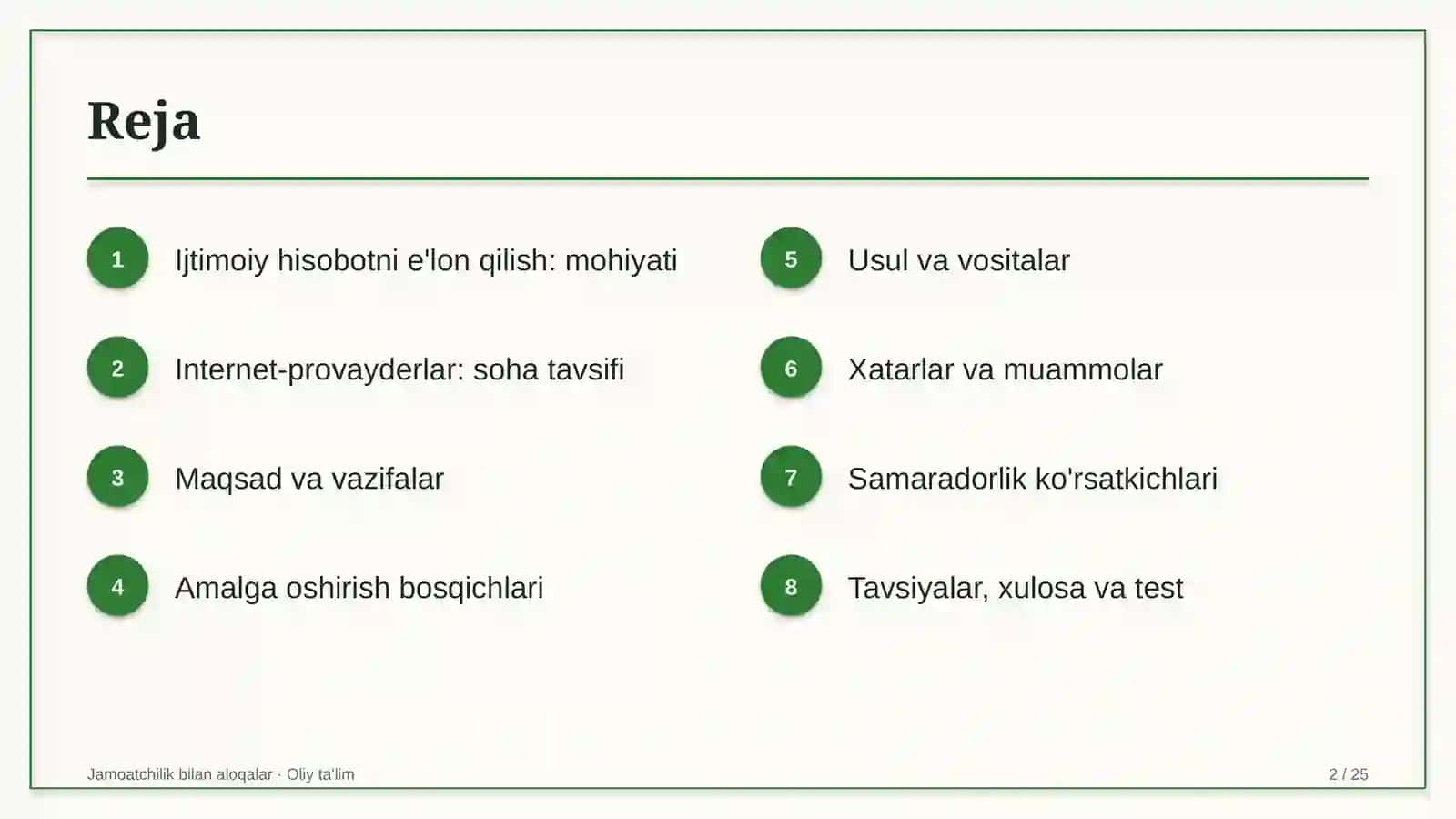 Internet-provayderlarda ijtimoiy hisobotni e'lon qilish 2
