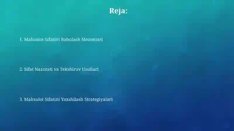 Mahsulot Sifatini Baholash Mezonlari 2