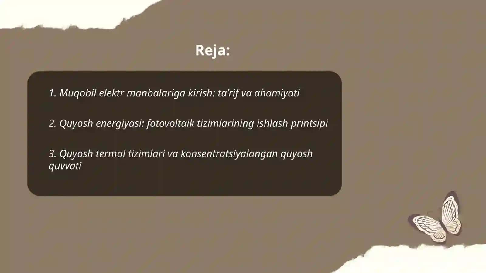 Muqobil elektr manbalari (Quyosh.shamol,gidro,bioenergiya) 2