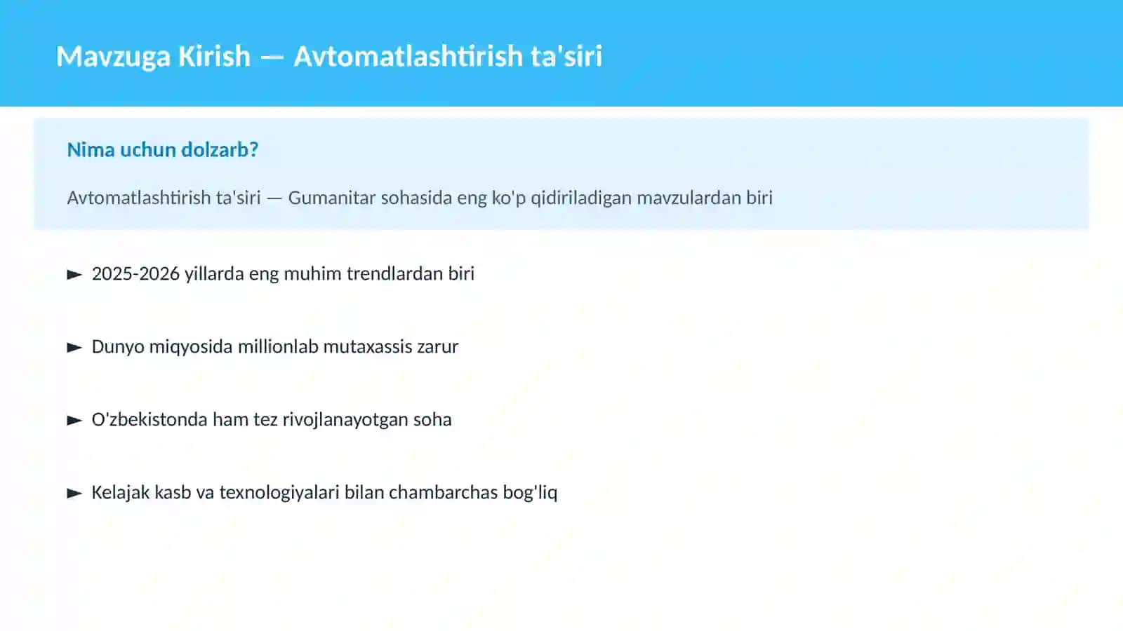 Avtomatlashtirish ta'siri 2