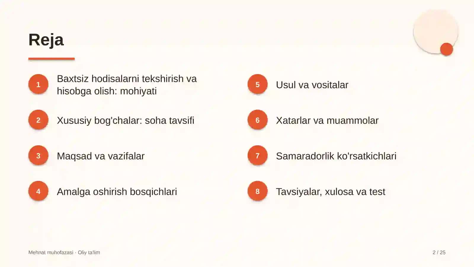 Xususiy bog'chalarda baxtsiz hodisalarni tekshirish va hisobga olish 2