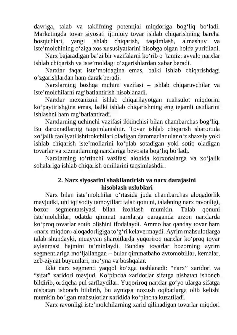 Narx siyosati 2