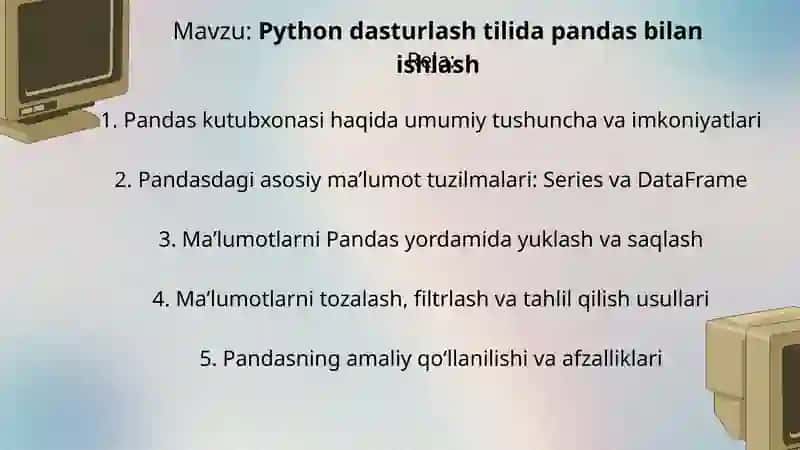 Python dasturlash tilida pandas bilan ishlash 2