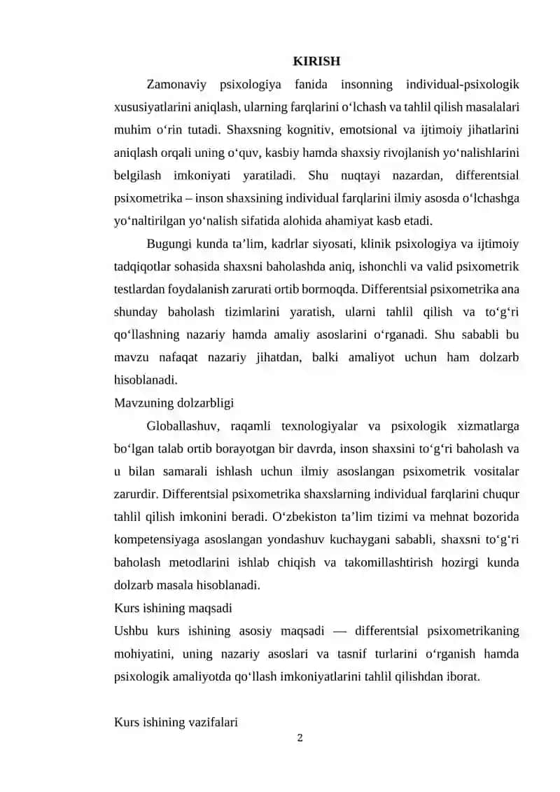 Differentsial psixometrika tasnifi 2