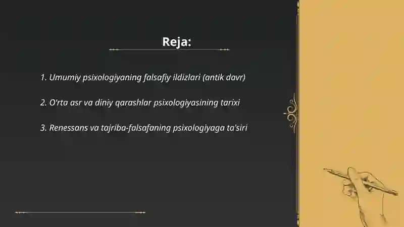 Umumiy psixologiya fanining rivojlanish tarixi 2