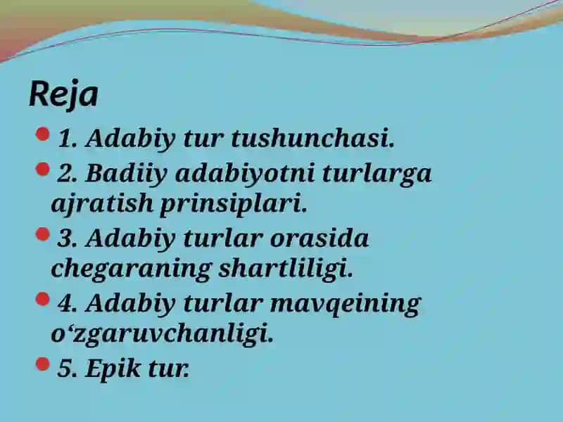 Adabiytur va janrlar 2