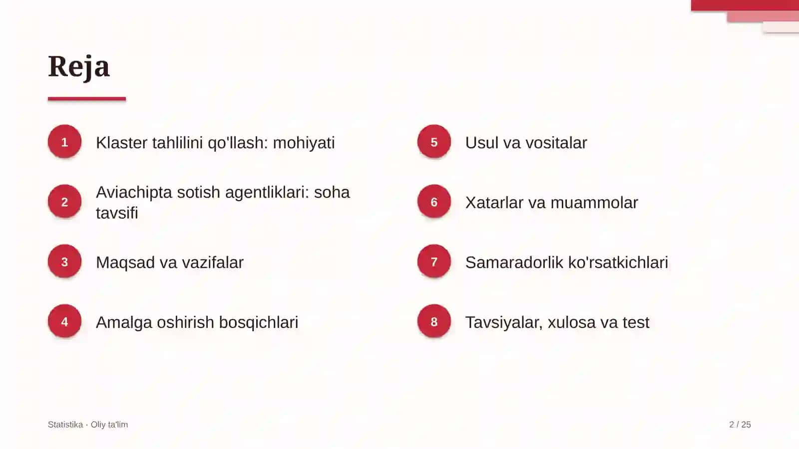 Aviachipta sotish agentliklarida klaster tahlilini qo'llash 2