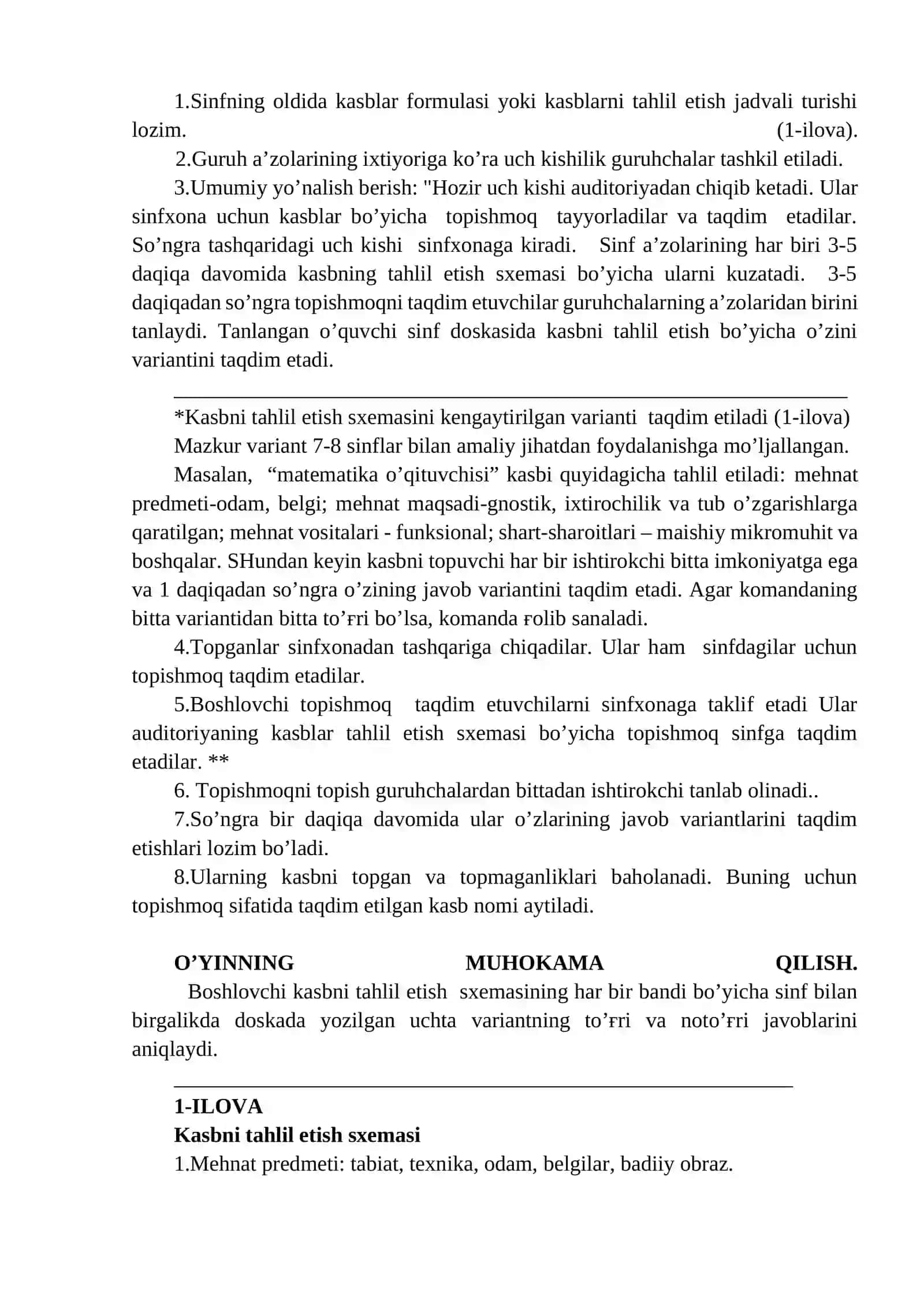 KASBNI TOPING O’YINI 2