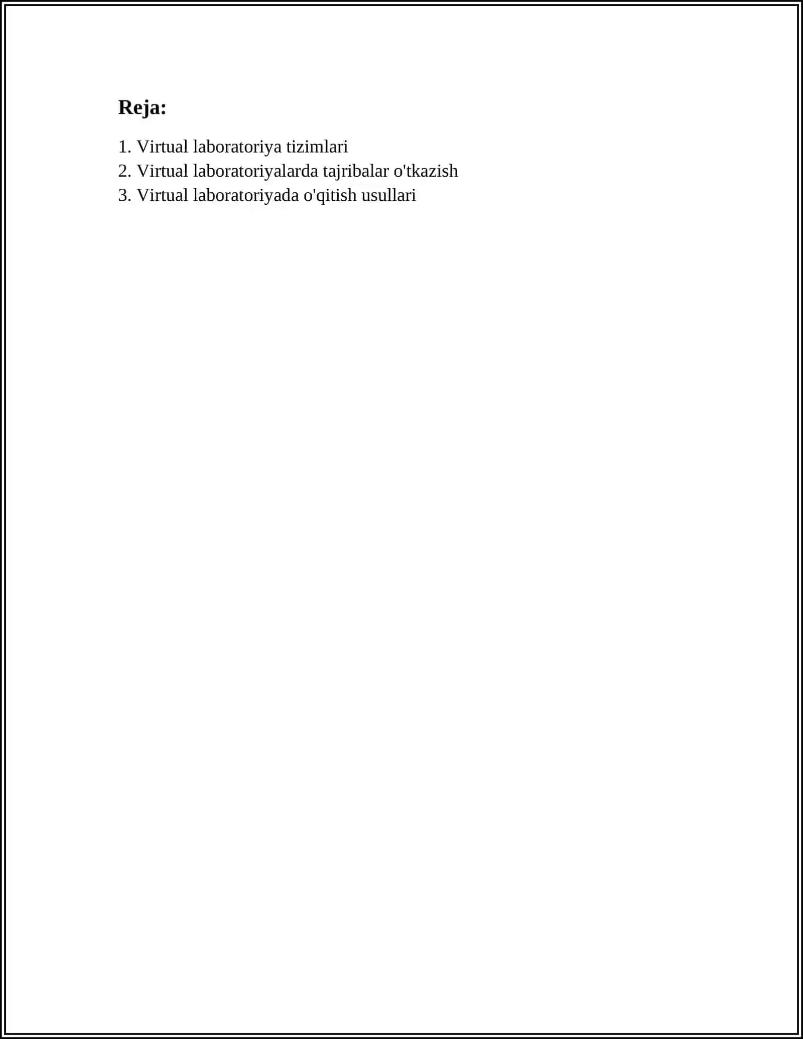 VIRTUAL LABORATORIYA BILAN ISHLASH 2