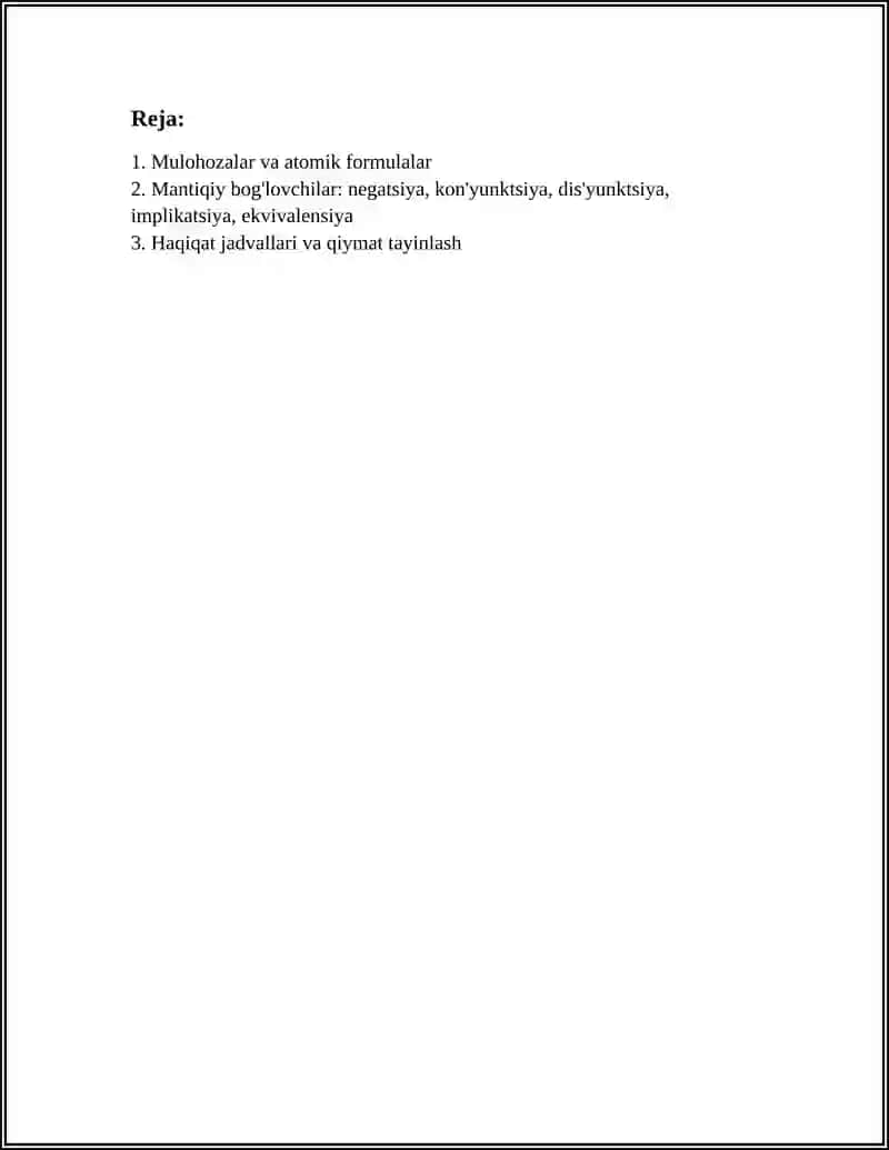 MULOHAZALAR ALGEBRASI 2