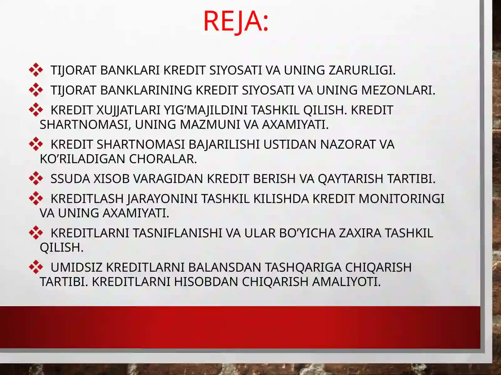 Tijorat Banklarining Kredit Siyosati 2