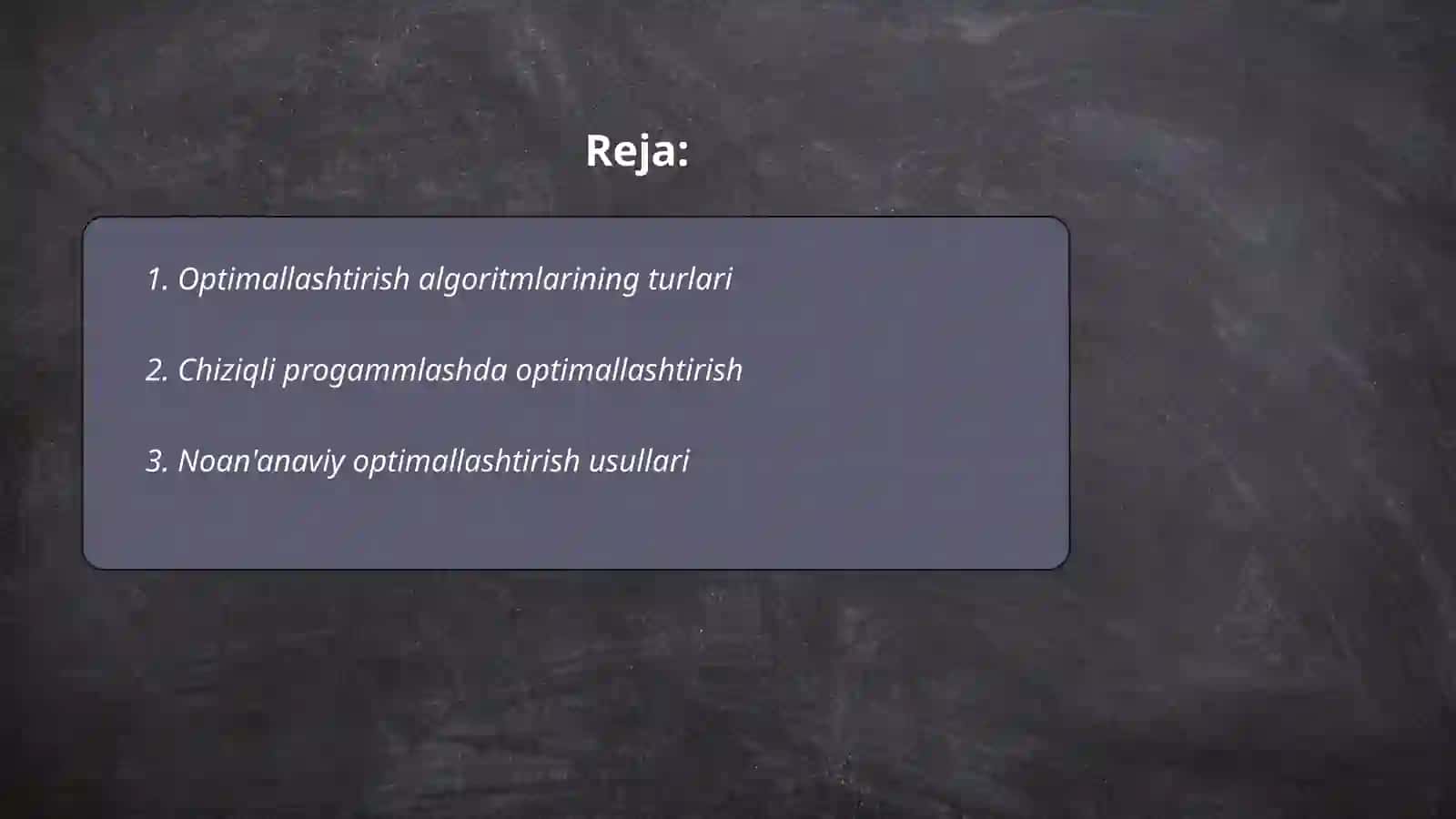 Modellashtirishda Optimallashtirish masalalari 2