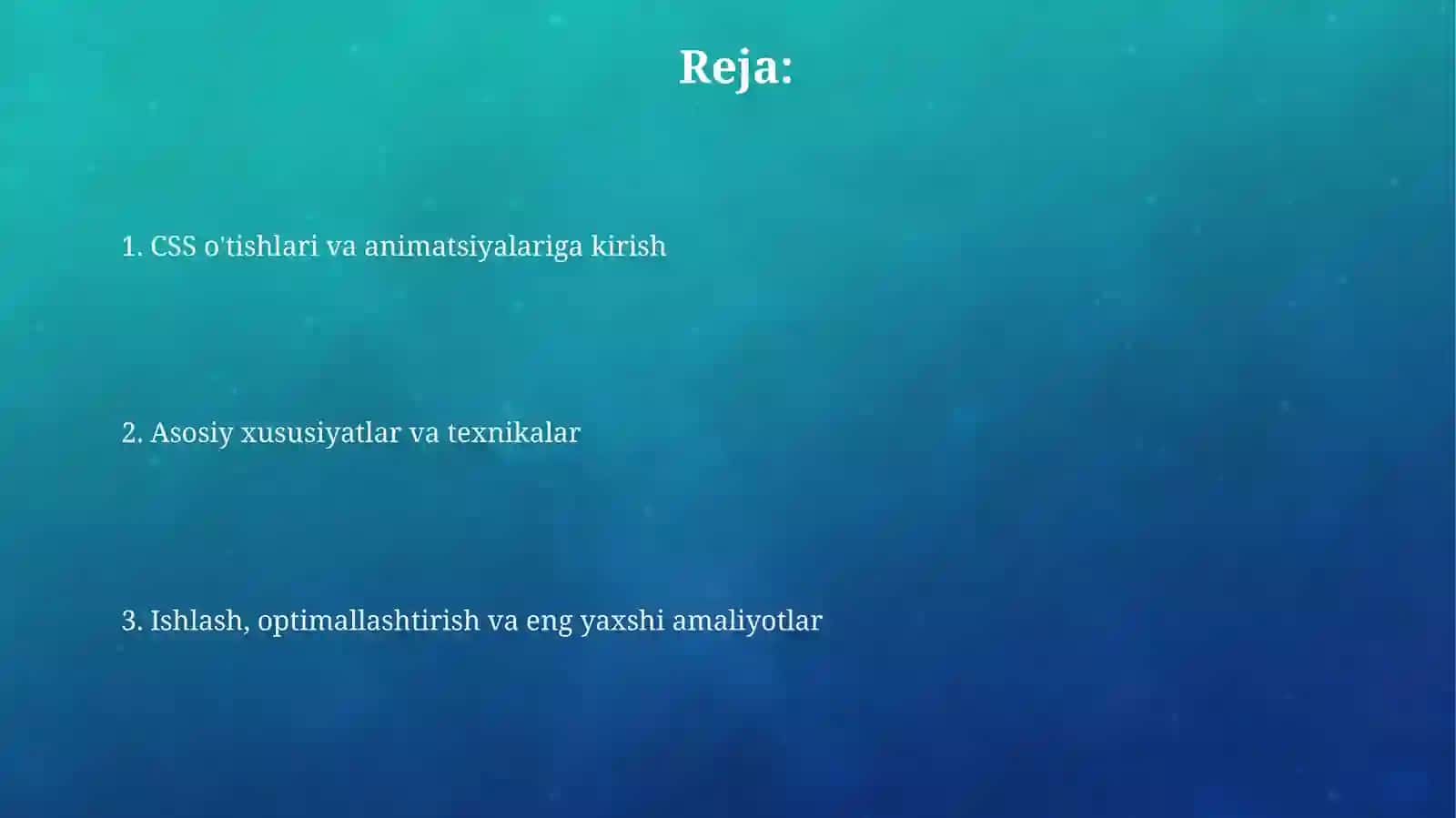 Animatsiyalar va o‘tishlar (Transitions) 2