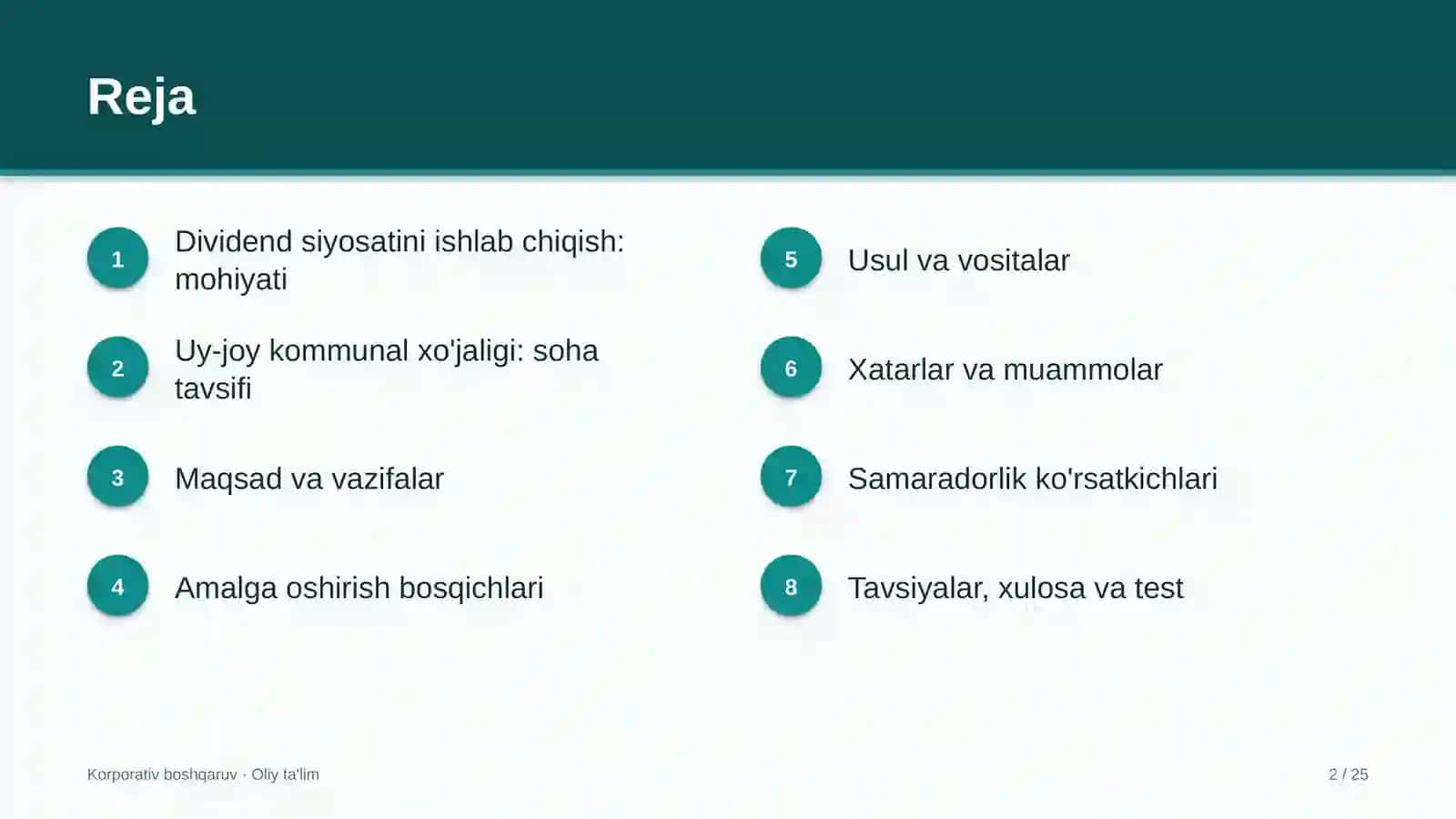 uy joy kommunal xo'jaligida dividend siyosatini ishlab chiqish 7946 2