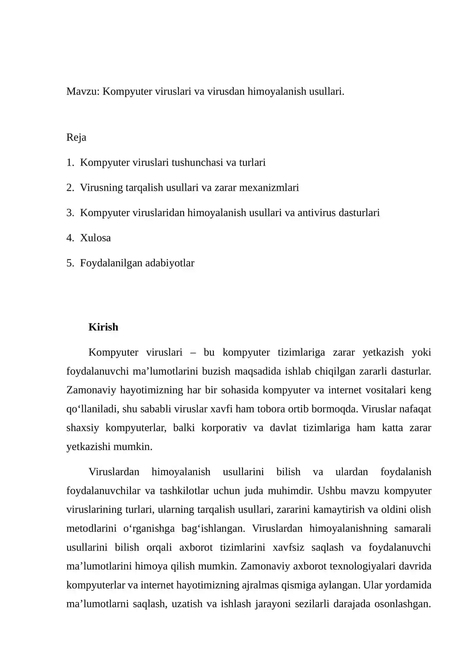 Kompyuter viruslari va virusdan himoyalanish usullari 2