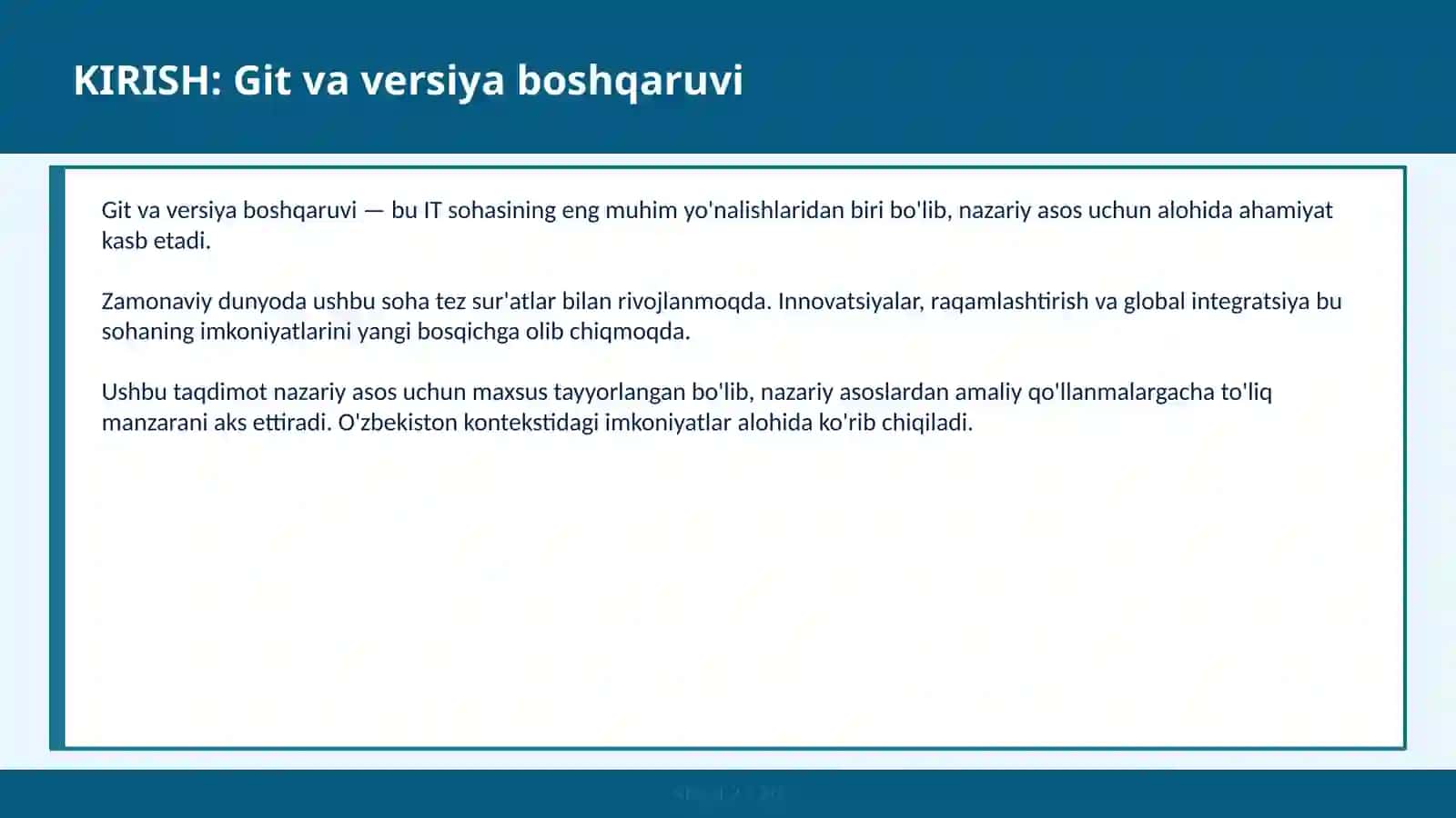 Git va versiya boshqaruv 2