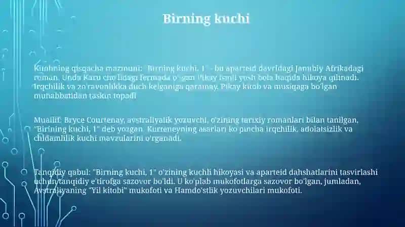 Birining kuchi, 1 2