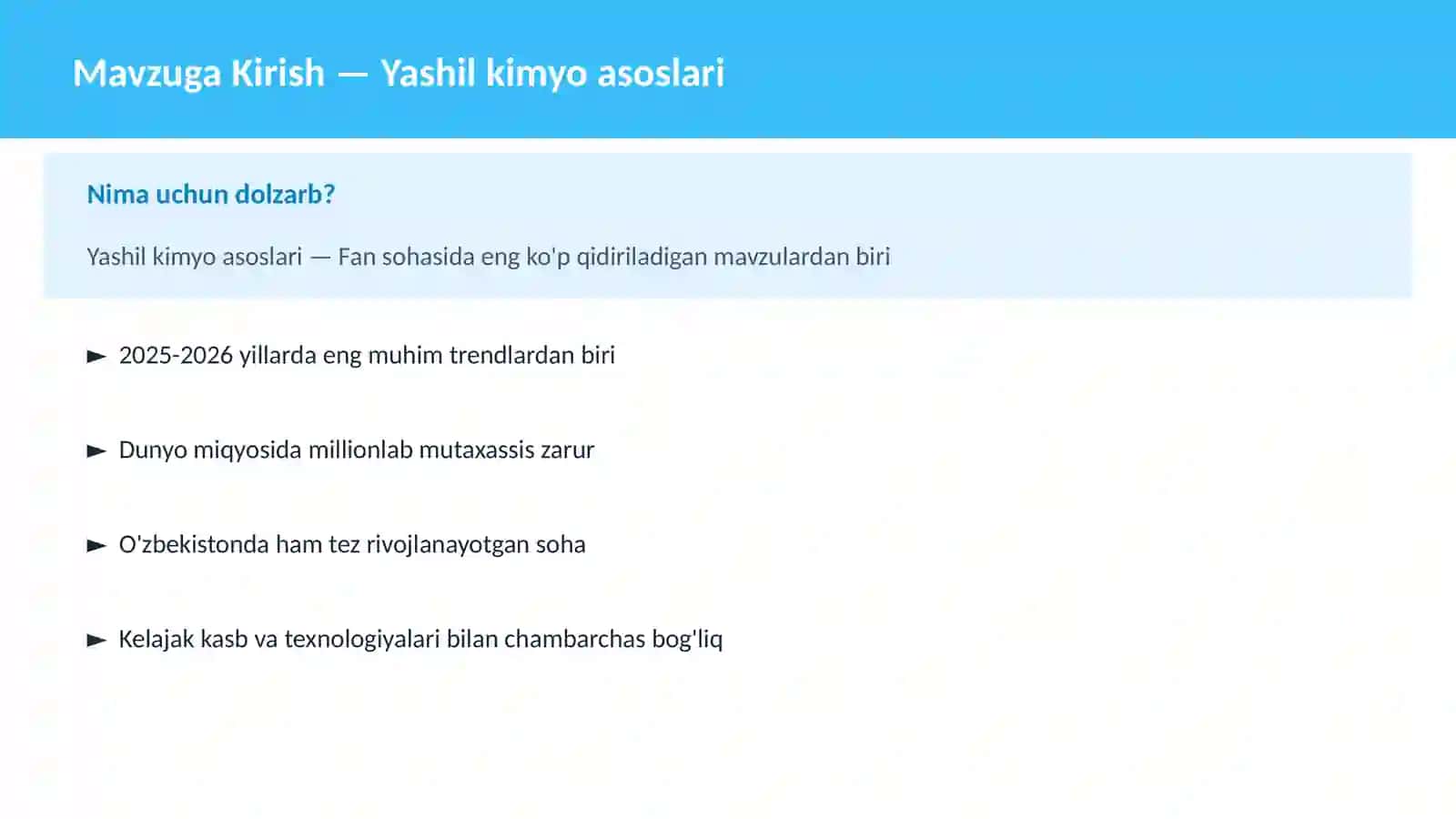 Yashil kimyo asoslari 2
