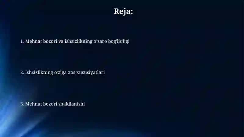 Mehnat bozorining shakllanishi va ishsizlikning o'ziga xos xususiyatlari 2