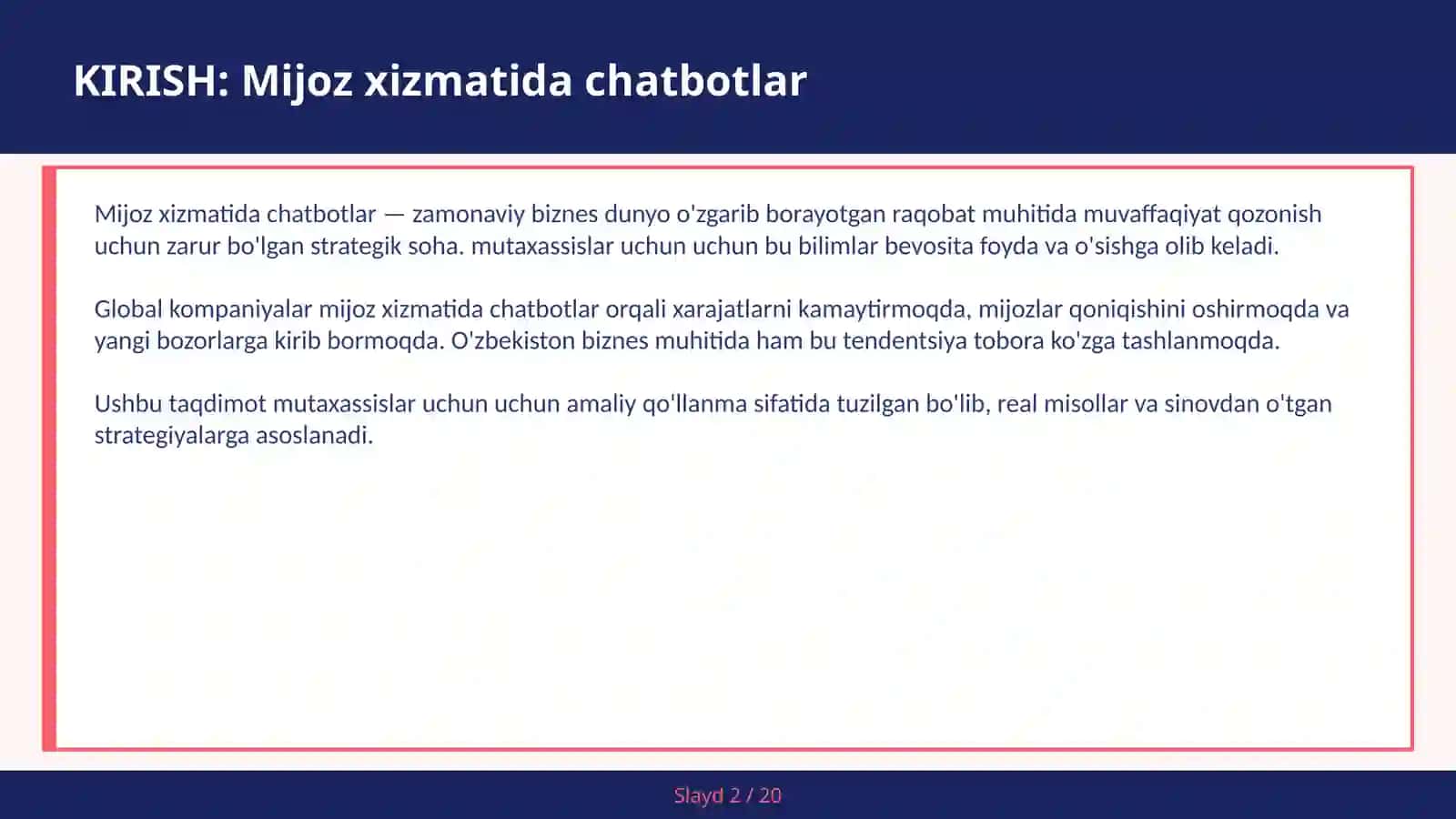 MIJOZ XIZMATIDA CHATBOTLAR 2